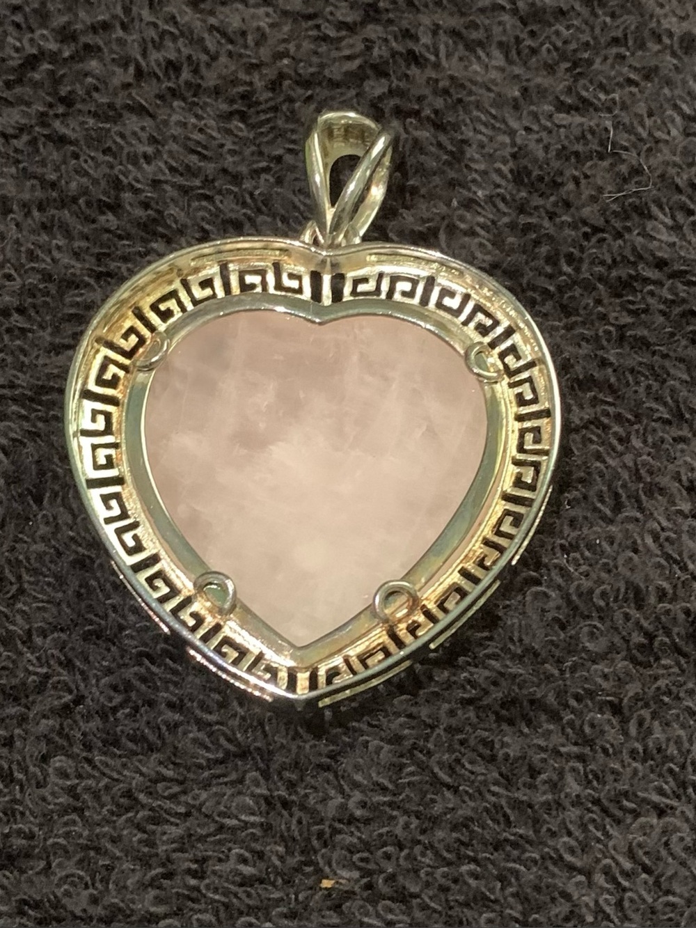 Sterling Sliver Heart-Shaped Rose Quartz Pendant - Picture 5 of 6